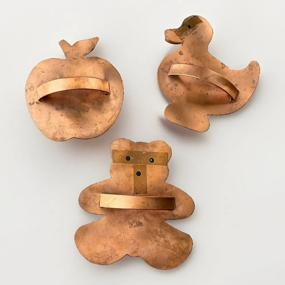 Vtg Cape Cod Copper Works XL Cookie Cutter Set Teddy Bear Apple Duck Michael
